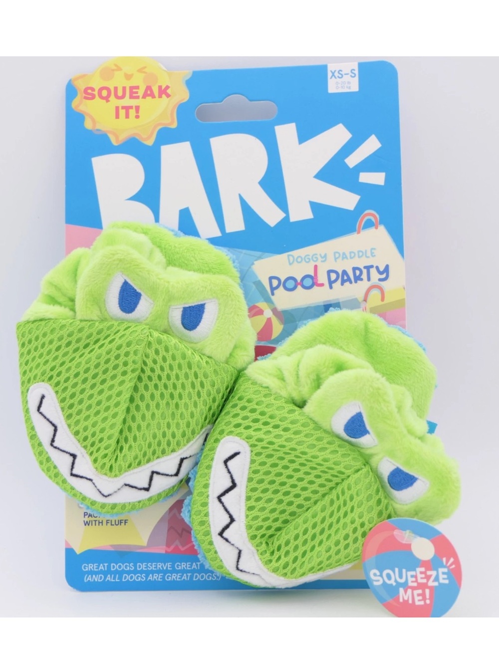 BARK Doggy Paddle Pool Party Crocks Dog Toy Dog Size XS-S w/ Squeakers & Crinkle